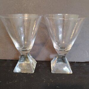 Ekenas Sweden MCM Pyramid Pattern Goblet, set of 2, very rare